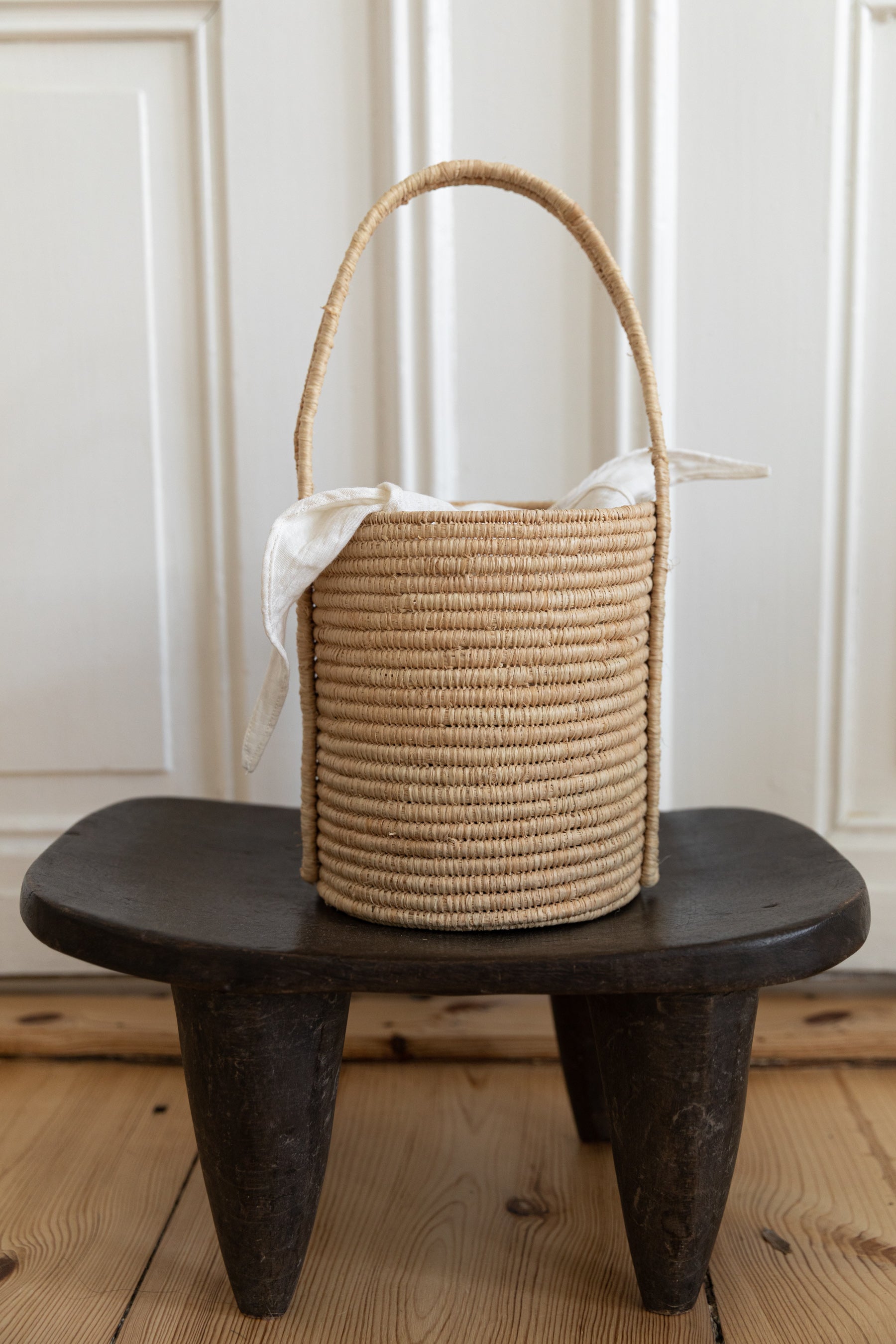 Colville Pudding Colour-Block Raffia Bucket Bag