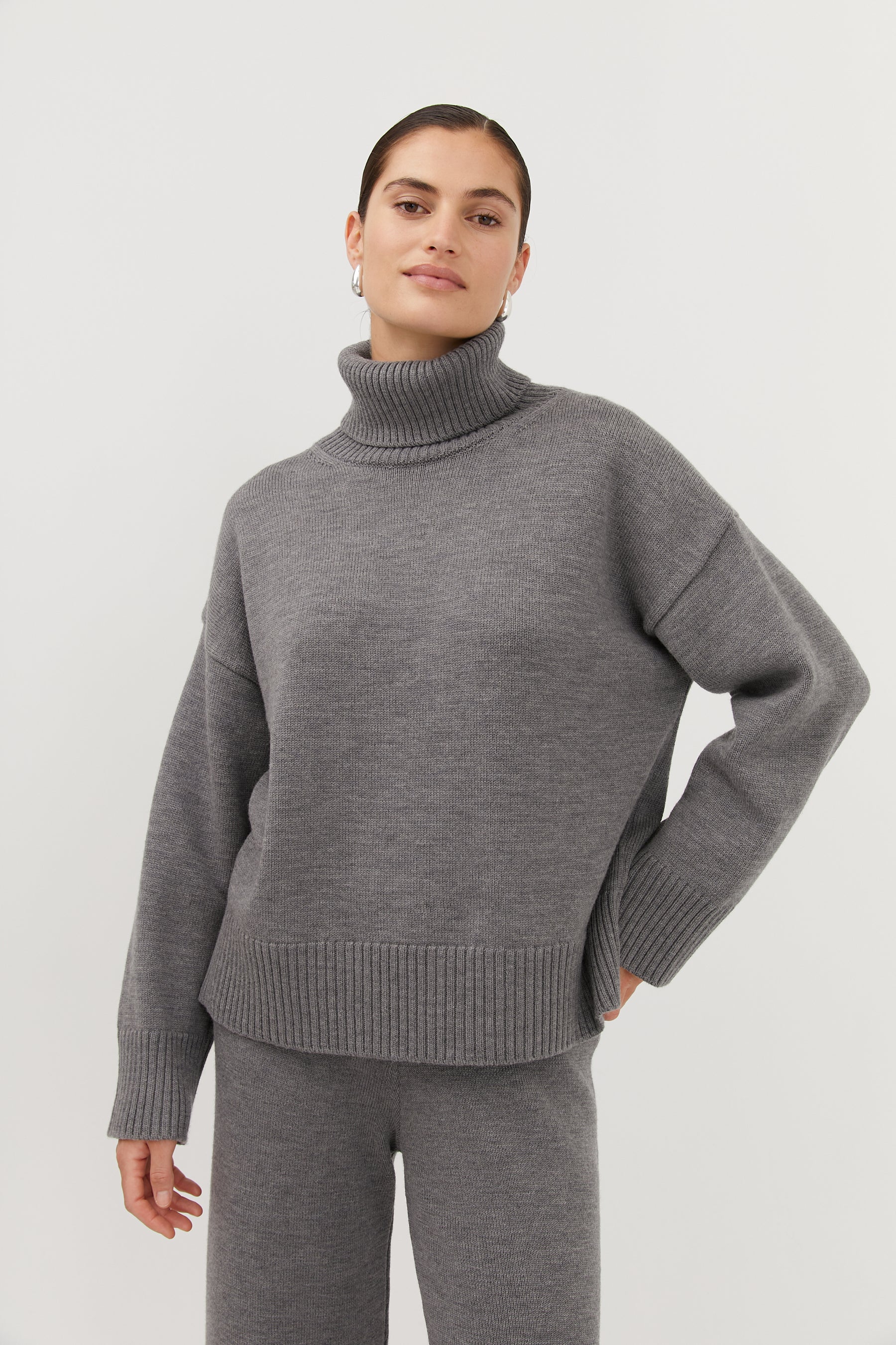 Turtleneck Jumper Grey The Slow Label