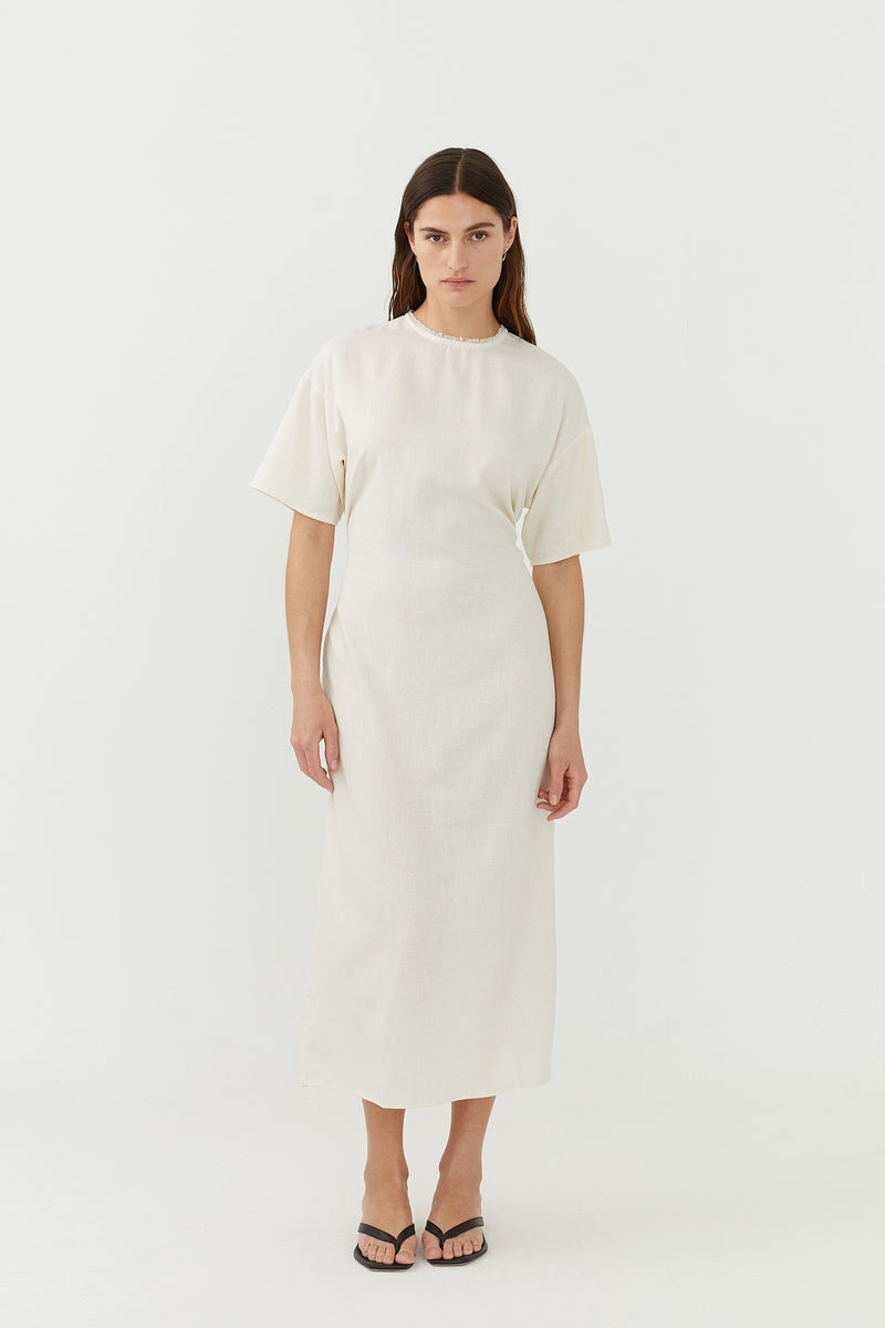 Woven Tee Dress Ecru – The Slow Label