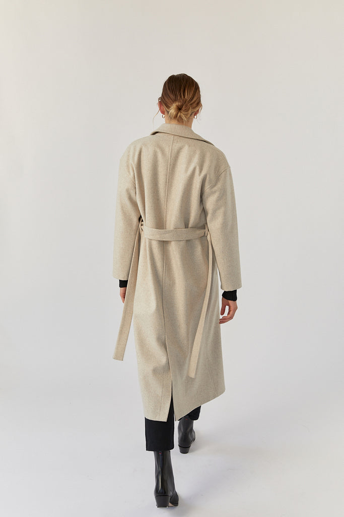 Belted Wool Overcoat Cream – The Slow Label