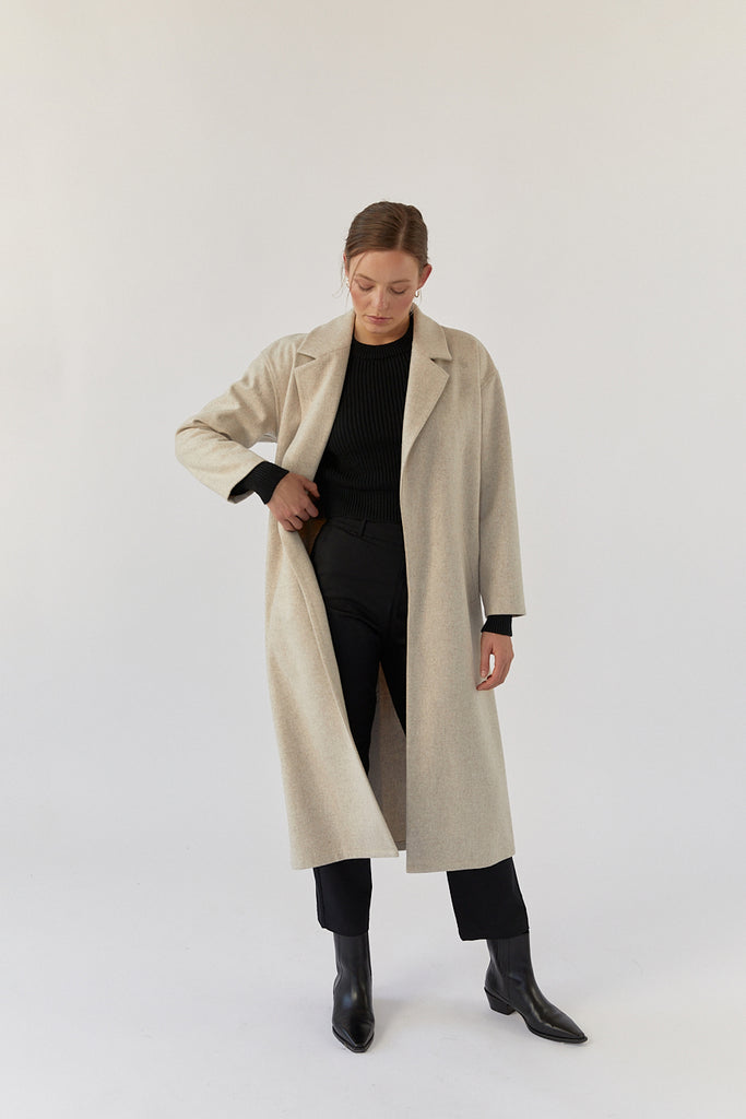 Belted Wool Overcoat Cream – The Slow Label
